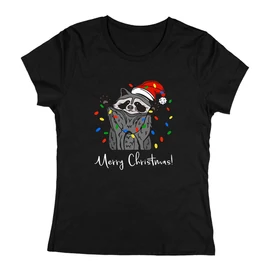 Merry Christmas (mosómedve) női póló (Fekete)