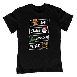 Eat Sleep Christmas gyerek póló (Fekete)