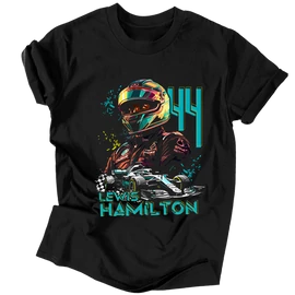Lewis Hamilton Fan Art férfi póló (Fekete)
