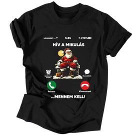 Hív a mikulás férfi póló (Fekete)