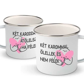 Két karommal ölellek páros fém bögrék (Fehér)