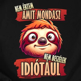 Nem beszélek idiótául férfi póló (Fekete)