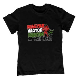 Magyar vagyok, bírom a csípőset gyerek póló (Fekete)