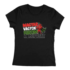 Magyar vagyok, bírom a csípőset női póló (Fekete)