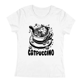 Catpuccino női póló (Fehér)