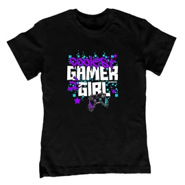 Coolest gamer girl gyerek póló (Fekete)