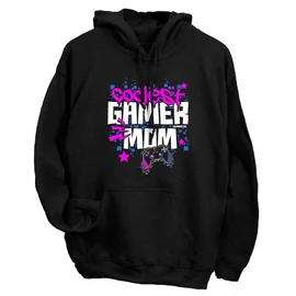 Coolest gamer mom kapucnis pulóver (Fekete)