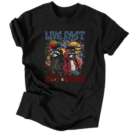 Live fast, eat trash férfi póló (Fekete)
