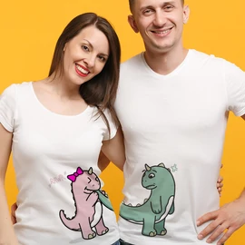 Dino love páros póló szett (Fehér-Fehér)