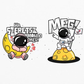 Ha szeretsz mond meg (asztronautás) páros fém bögrék (Fehér)