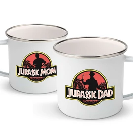 Jurassic Mom és Dad páros fém bögrék (Fehér)