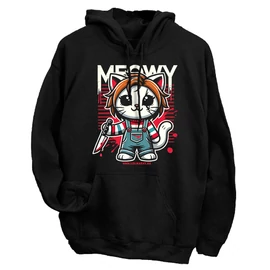 Meowy kapucnis pulóver (Fekete)