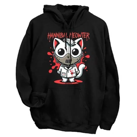 Hannibal Meowter kapucnis pulóver (Fekete)