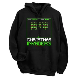 Christmas Invaders kapucnis pulóver (Fekete)