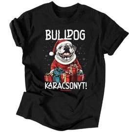 Bulldog karácsonyt férfi póló (Fekete)