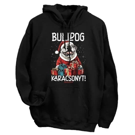 Bulldog karácsonyt kapucnis pulóver (Fekete)