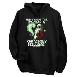 A karácsony szelleme kapucnis pulóver (Fekete)