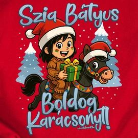 Szia bátyus, Boldog Karácsonyt! gyerek póló (Piros)