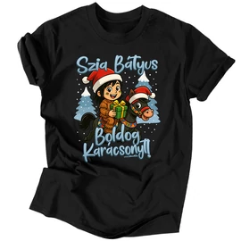 Szia bátyus, Boldog Karácsonyt! póló (Fekete)