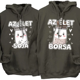 Az élet sója és borsa kapucnis pulóverek (Grafit)