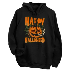Happy halloweed kapucnis pulóver (Fekete)