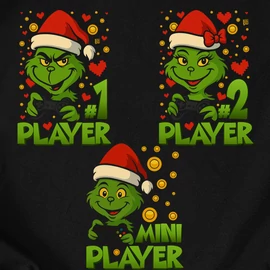  Palyer grincs családi póló szett (Fekete)