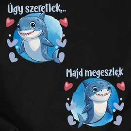 Úgy szeretlek (cápás) kapucnis pulóverek (Fekete)