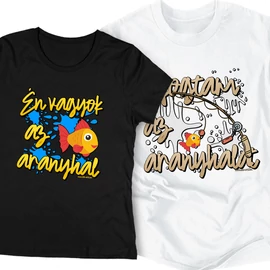 Kifogtam az aranyhalat páros póló szet (Fekete-Fehér)
