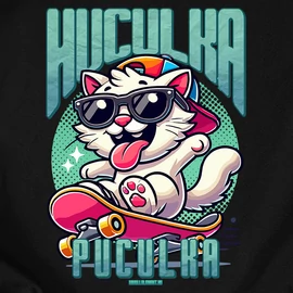 Huculka puculka  (macskás) férfi póló (Fekete)