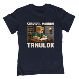 Survival módban tanulok gyerek póló (Sötétkék)