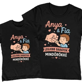 Anya és fia/lánya legjobb barátok páros póló szett (Fekete)