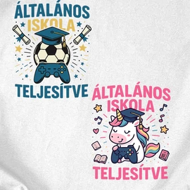 Általános iskola teljesítve (fiús/lányos) póló (Fehér)