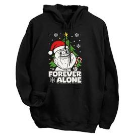 Forever alone (karácsonyi)  kapucnis pulóver (fekete)