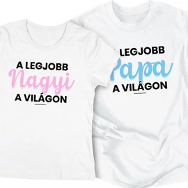 A legjobb Nagyi/Papa a világon páros póló szett (Fehér)