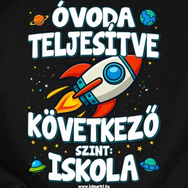 Óvoda teljesítve - rakétás gyerek póló (Fekete)