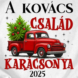 Családi karácsony (saját vezetéknévvel) családi póló szett (1 gyerek) (Fehér)