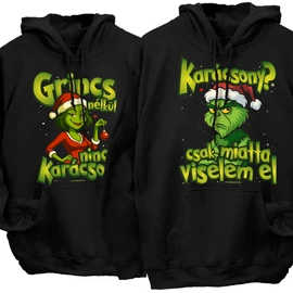 Nincs karácsony grincs nélkül páros kapucnis pulóverek (Fekete)