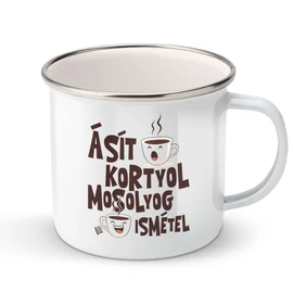 Ásít, kortyol, mosolyog, ismétel fém bögre (Fehér)