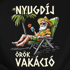 Nyugdíj, örök vakáció  férfi póló (Fekete)