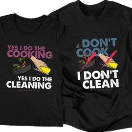 Cooking &amp; cleaning páros póló szett (fekete-fekete)