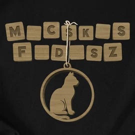 Karácsonyi Macskás Fadísz póló (Fekete)