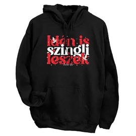 Idén is szingli leszek kapucnis pulóver (Fekete)