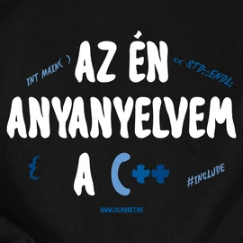 Az én anyanyelvem a C++ kapucnis pulóver (Fekete)