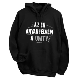 Az én anyanyelvem a Unity kapucnis pulóver (Fekete)