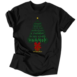 Ajándék vagyok karácsonyi póló (Fekete)