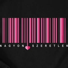 Nagyon szeretlek kapucnis pulóverek (Fekete)