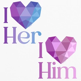 I love him / I love her bögrék (Fehér)