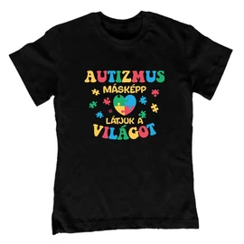 Autizmus- másképp látjuk a VILÁGOT gyerek póló (Fekete)