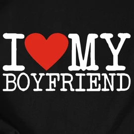 I love my Boyfriend páros kapucnis pulóver (Fekete)
