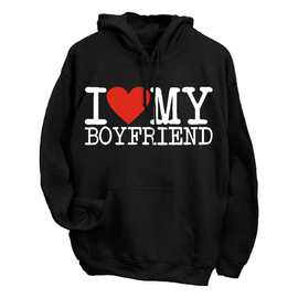 I love my Boyfriend páros kapucnis pulóver (Fekete)